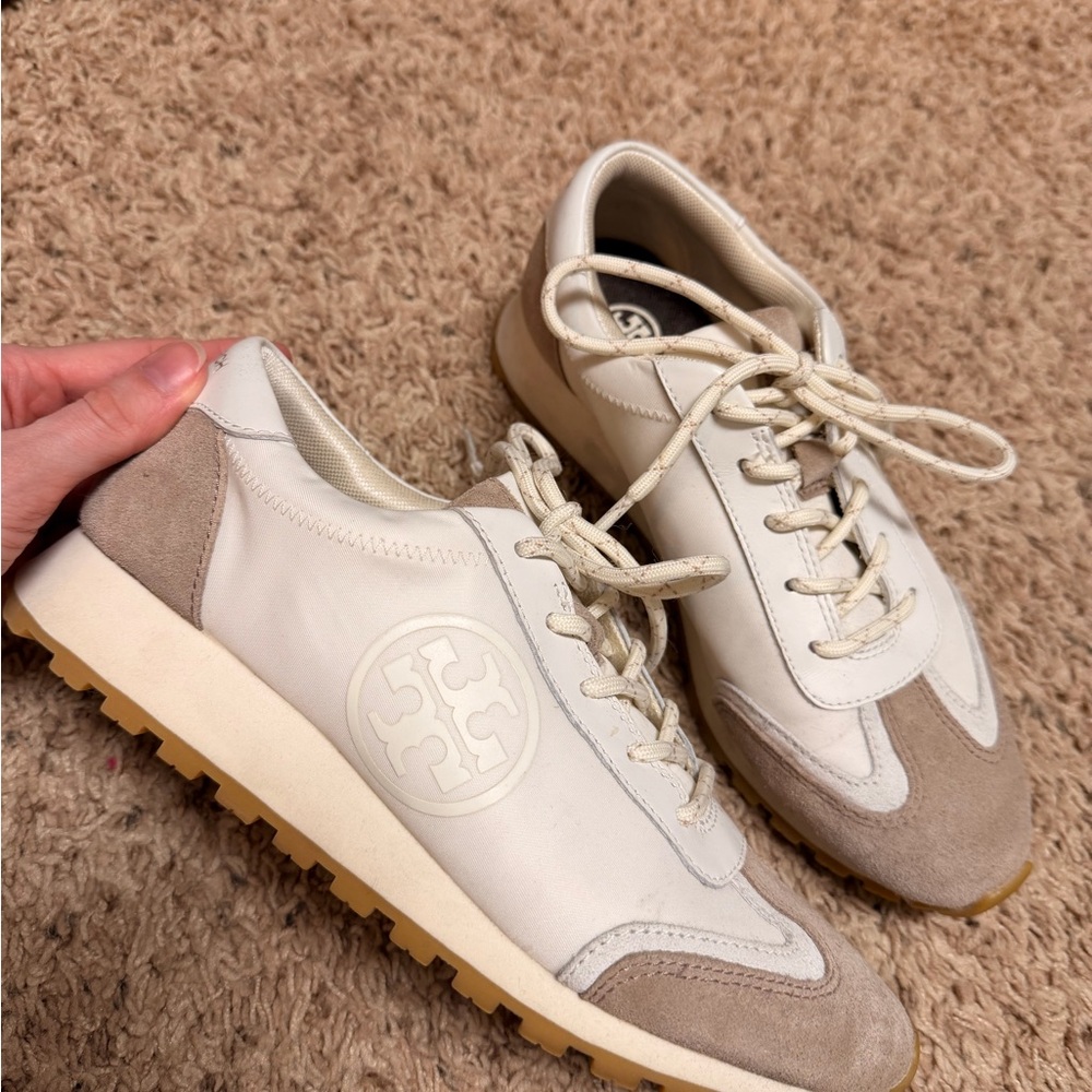 Tory Burch Cream and Tan Sneakers